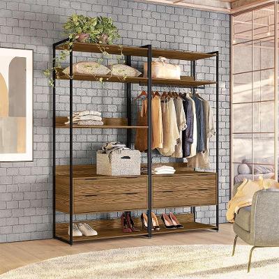 Guarda-Roupa Closet Industrial Mital 4 GV Conhaque e Preto 178 cm