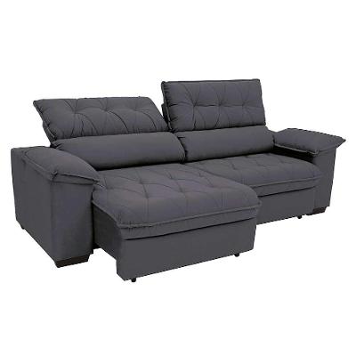 Sofá 3 Lugares Retrátil e Reclinável Piemont Suede Cinza 200 cm