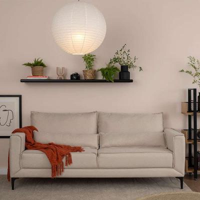Sofá 3 Lugares Versatti Linho Bege 210 cm