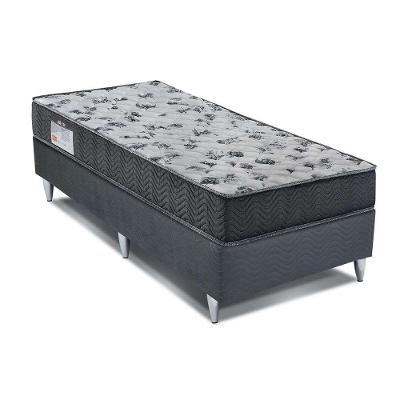 Cama Box Camurça I com Colchão Solteiro Espuma D33 Iso (18x88x188) Cinza e Grafite