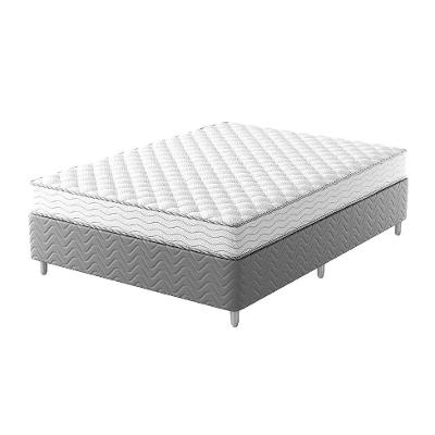 Cama Box com Colchão Casal Howie Espuma D45 (17x138x188) Branco e Cinza