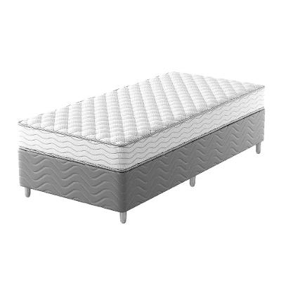 Cama Box com Colchão Solteirão Howie Espuma D28 (17x96x203) Branco e Cinza