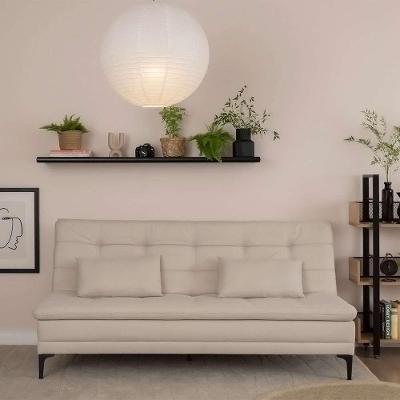 Sofá-Cama Casal 3 Lugares Prince Suede Bege