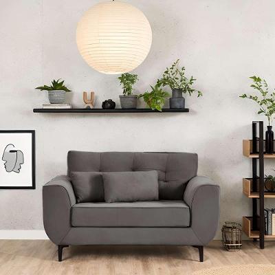 Sofá 2 Lugares Piacenza Suede Cinza 152 cm