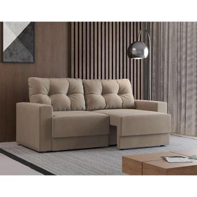 Sofá 2 Lugares Retrátil Lubeck Suede Bege 140 cm