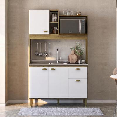 Cozinha Compacta Azaléia 4 PT 1 GV Mel e Branco