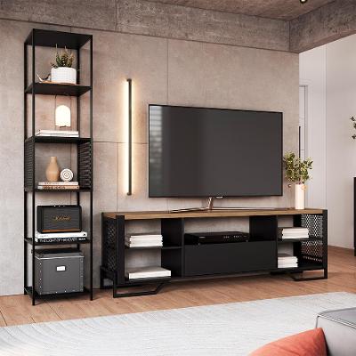 Conjunto para Sala de Estar Paricel com Rack 1 GV e Estante 40cm Preto