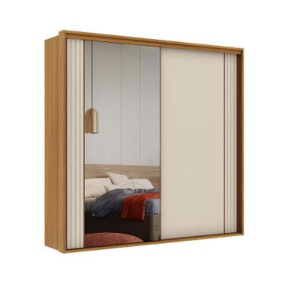 Guarda-Roupa Casal com Espelho Imperium 100% MDF 2 PT 6 GV Freijó e Off White