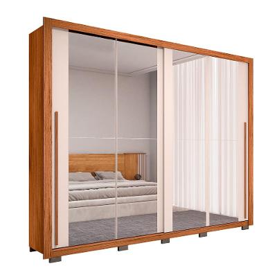 Guarda-Roupa Casal com 4 Espelhos Praticus 2 PT 4 GV Freijó e Off White
