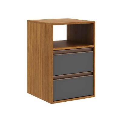 Mesa de Cabeceira Calha 2 GV Freijó e Titânio