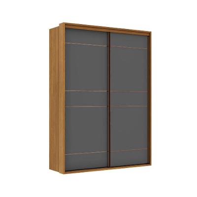 Guarda-Roupa Solteiro Qualitá 100% MDF 2 PT 3 GV Freijó e Titânio