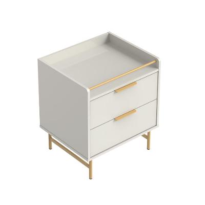 Mesa de Cabeceira Yves 2 GV Off White e Dourada