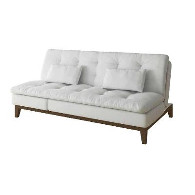 Sofá-Cama 3 Lugares Casal Amanda com Pés de Madeira Branco