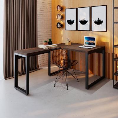 Mesa de Escritório em L Miguel Marrom Escuro e Preta 120x150 cm
