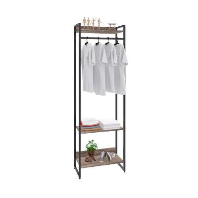 Guarda-Roupa Closet Studio Carvalho Dark e Preto 60 cm