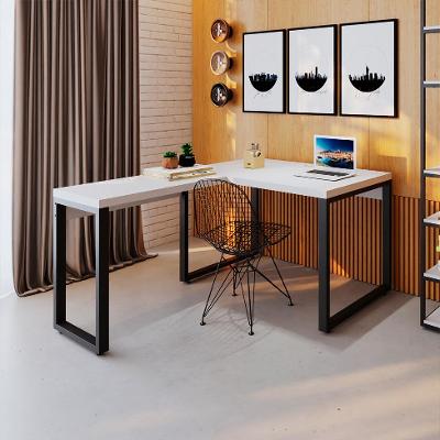 Mesa de Escritório em L Miguel Branca e Preta 120x150 cm