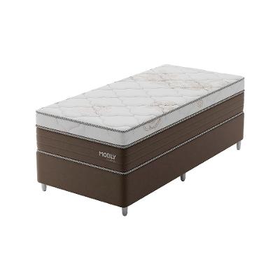 Cama Box Solteirão Londres com Colchão Molas Ensacadas (63x96x203) Marrom e Branca