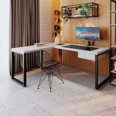 Mesa de Escritório em L Miguel 1 GV Branca e Preta 190x150 cm