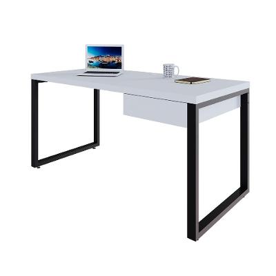 Mesa de Escritório Retangular Miguel 1 GV Branca e Preta 150 cm