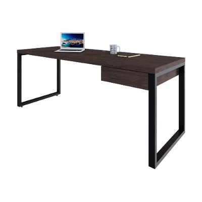 Mesa de Escritório Retangular Miguel 1 GV Marrom Escuro e Preta 190 cm