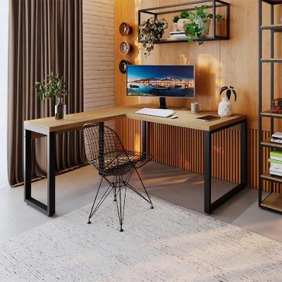 Mesa de Escritório em L Miguel Vermont e Preta 150x150 cm