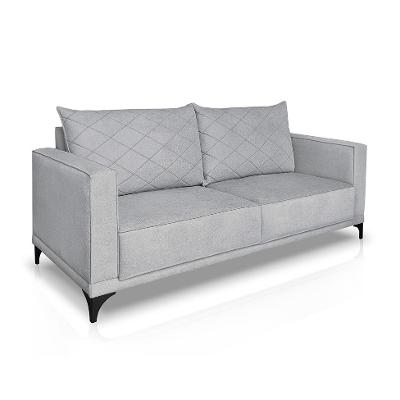 Sofá 3 Lugares Eros Linho Bouclê Cinza Claro 180 cm