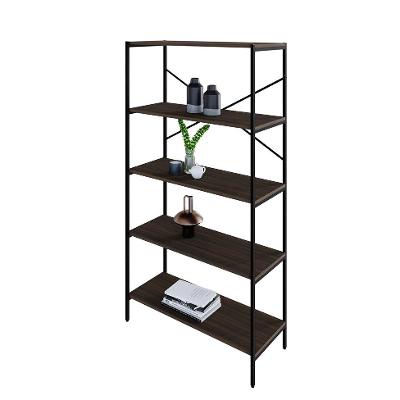 Estante com 5 Prateleiras Tub Nogal e Preta 80 cm