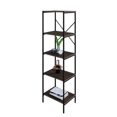 Estante com 5 Prateleiras Tub Nogal e Preta 45 cm