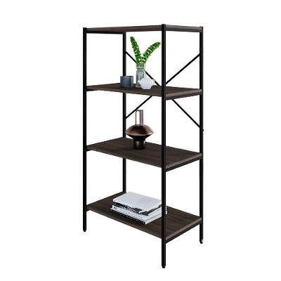 Estante com 4 Prateleiras Tub Nogal e Preta 60 cm