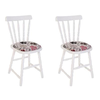 Conjunto com 2 Cadeiras Dalas Poliéster Florido e Branco