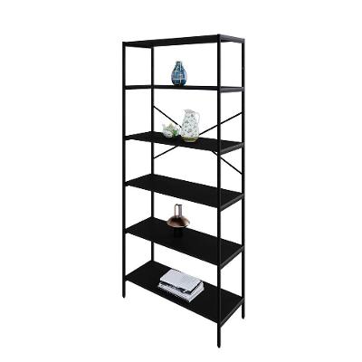 Estante com 6 Prateleiras Tub Preta 80 cm