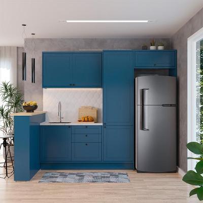Cozinha Completa Évora com Bancada 6 PT 3 GV Azul Órion