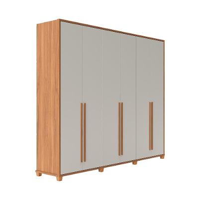 Guarda-Roupa Casal com Espelho Rockford 6 PT 6 GV Off White e Canela