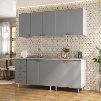 Cozinha Compacta Maranello 100% MDF 9 PT 4 GV Cinza