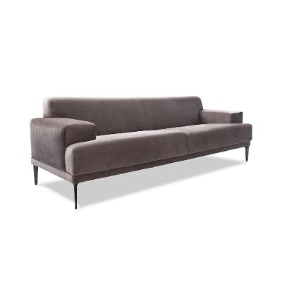 Sofá 4 Lugares Vito Veludo Cinza 250 cm