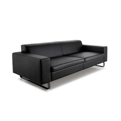 Sofá 3 Lugares Otto Revestimento Sintético Preto 215 cm