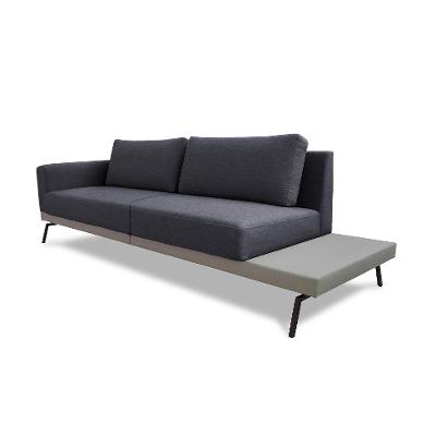 Sofá 3 Lugares Matteo com Mesa de Apoio Direita Linho Cinza 240 cm