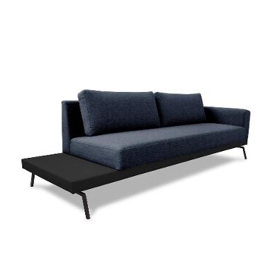 Sofá 3 Lugares Matteo com Mesa de Apoio Esquerda Linho Azul 210 cm