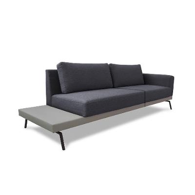 Sofá 3 Lugares Matteo com Mesa de Apoio Esquerda Linho Cinza 240 cm