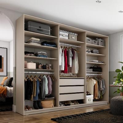 Guarda-Roupa Closet Monreale 100 % MDF 3 GV Bege 237 cm