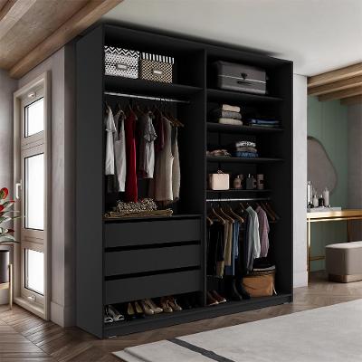Guarda-Roupa Closet Monreale 100 % MDF 3 GV Preto 160 cm