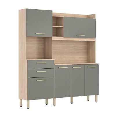 Armário de Cozinha Select 6 Portas 2 Gavetas Avena e Menta