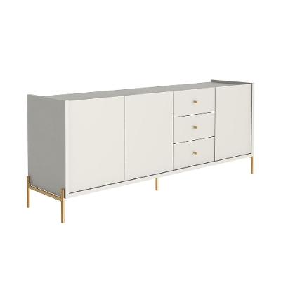 Buffet Jasper 3 Portas 3 Gavetas Off White e Dourado