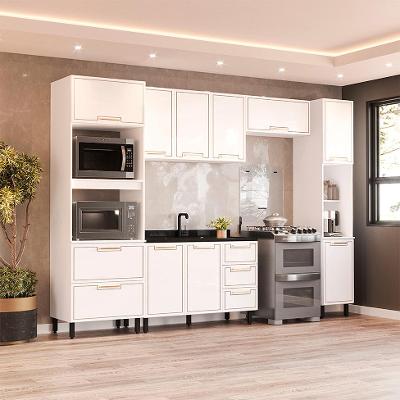 Cozinha Compacta Sem Tampo com Paneleiro Amara 10 Portas 4 Gavetas Branca
