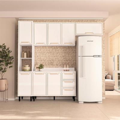 Cozinha Completa com Tampo Amara 8 Portas 3 Gavetas Branca