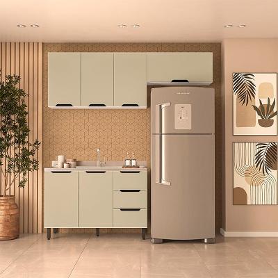 Cozinha Compacta sem Tampo Meena 6 Portas 3 Gavetas Verde e Branca