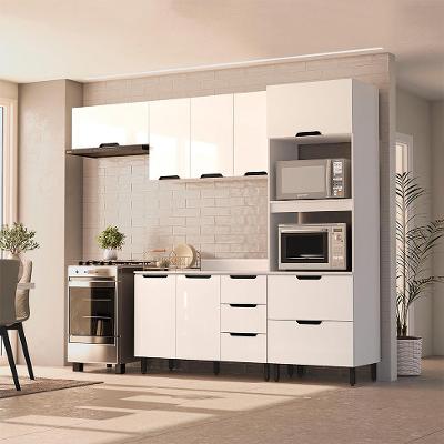 Cozinha Completa com Tampo Meena 8 Portas 4 Gavetas Branca