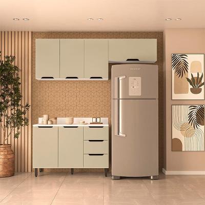Cozinha Completa com Tampo Meena 6 Portas 3 Gavetas Verde e Branca