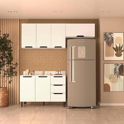 Cozinha Completa com Tampo Meena 6 Portas 3 Gavetas Branca