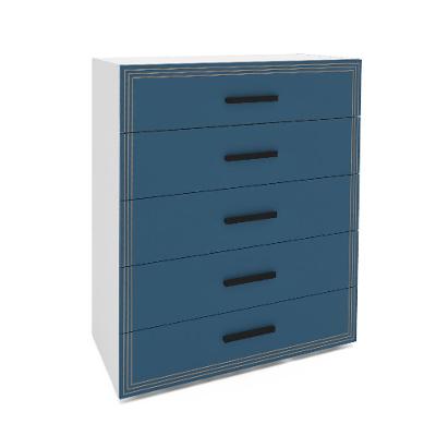 Cômoda Valência 5 Gavetas Azul e Branca